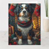 ベルネーゼ山とクリスマスプレゼント暖炉 カード (正面)