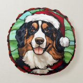 ベルネーゼ山ステンドグラスのクリスマス ラウンドクッション (正面)