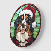 ベルネーゼ山ステンドグラスのクリスマス ラージ壁時計 (傾斜)