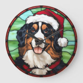 ベルネーゼ山ステンドグラスのクリスマス ラージ壁時計 (正面)