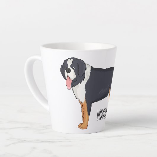 ベルネーゼ山犬の漫画イラストレーション カフェラテマグ (左アングル)