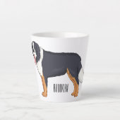 ベルネーゼ山犬の漫画イラストレーション カフェラテマグ (正面)