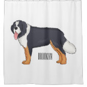 ベルネーゼ山犬の漫画イラストレーション シャワーカーテン (正面)