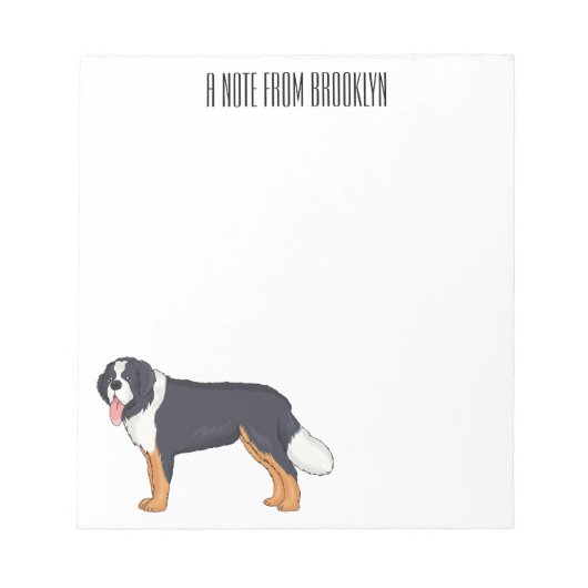 ベルネーゼ山犬の漫画イラストレーション ノートパッド (正面)