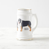 ベルネーゼ山犬の漫画イラストレーション ビールジョッキ (正面右)