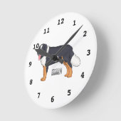 ベルネーゼ山犬の漫画イラストレーション ラウンド壁時計 (傾斜)