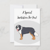 ベルネーゼ山犬の漫画イラストレーション 招待状 (裏面)