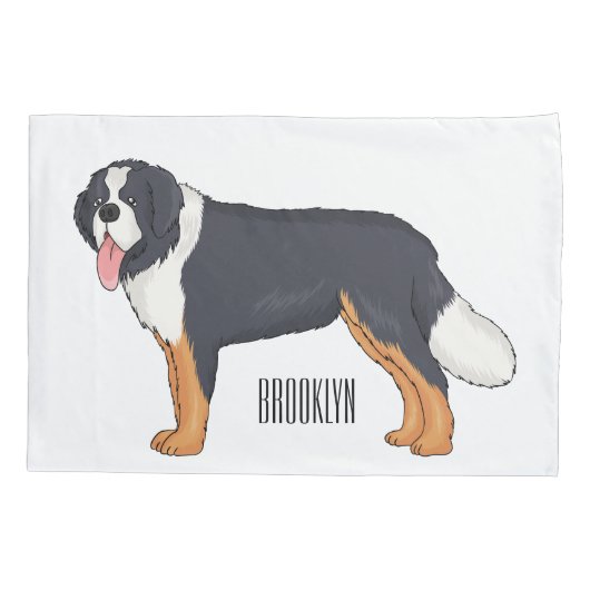 ベルネーゼ山犬の漫画イラストレーション 枕カバー (裏面)