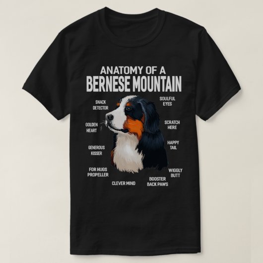 ベルネーゼ山犬の贈り物の構造おもしろい学 Tシャツ (デザイン正面)