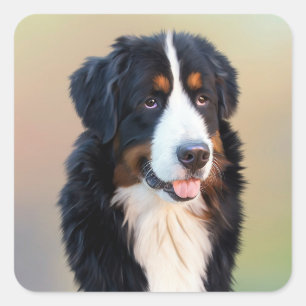 "ベルネーゼ山犬"，犬，子犬，シルエット，名前，p スクエアシール