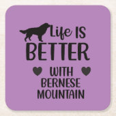 ベルネーゼ犬、ベルネーゼ恋人との生活が良い スクエアペーパーコースター (正面)