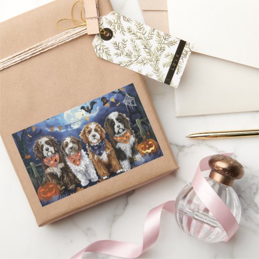 ベルネードルハロウィン不気味 長方形シール (ギフト)