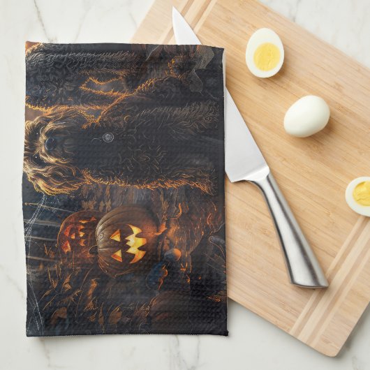 ベルネードルハロウィーンナイトドギー喜び キッチンタオル (四つ折り)