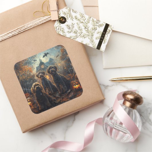 ベルネードルハロウィーンナイトドギー喜び スクエアシール (ギフト)