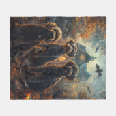 ベルネードルハロウィーンナイトドギー喜び フリースブランケット (正面(横))