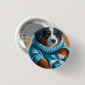 ベルネ山犬のホリデーギフト 缶バッジ (正面&裏面)