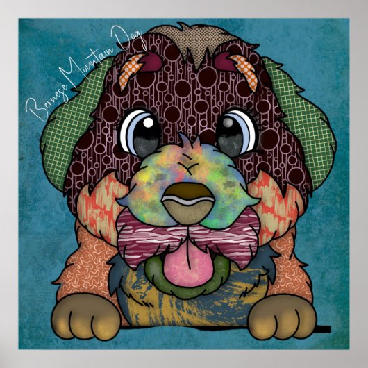 ベルネ熱狂するスマウンテンドッグ顔ハンドハ絵を描ンド ポスター (正面)