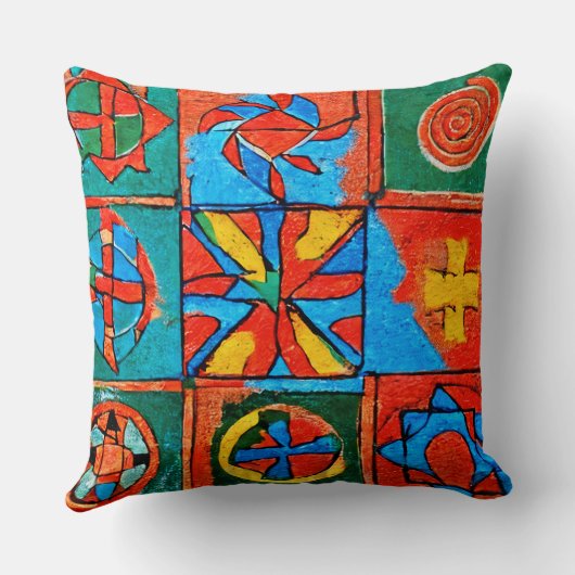ベルバーアマジグのモチーフ、シンボルや象徴とシンボル抽象芸術 クッション (裏面)