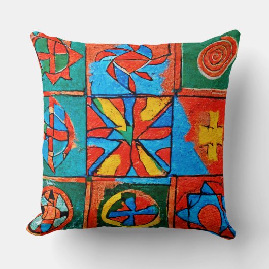 ベルバーアマジグのモチーフ、シンボルや象徴とシンボル抽象芸術 クッション (正面)