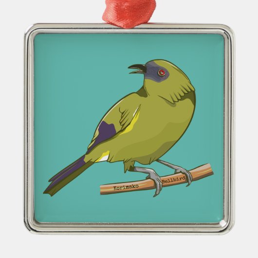 ベルバードコリマコNZ鳥 メタルオーナメント (正面)
