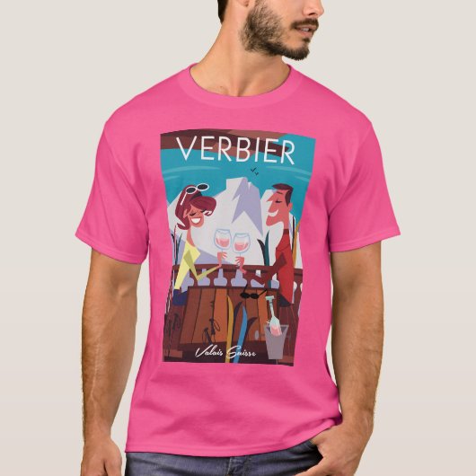 ベルビエのスキーポスター Tシャツ (正面)