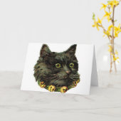 ベルビクトリアン首付き黒猫 カード (黄色い花)