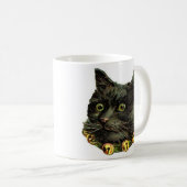 ベルビクトリアン首付き黒猫 コーヒーマグカップ (正面右)