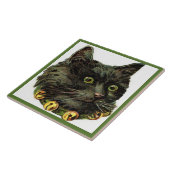 ベルビクトリアン首付き黒猫 タイル (側面)