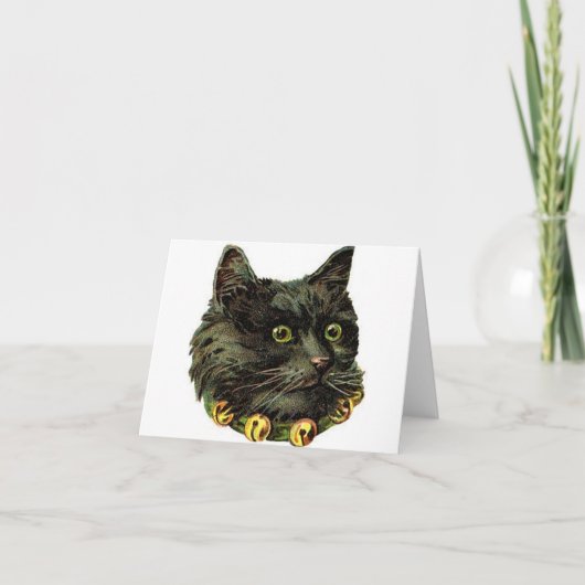 ベルビクトリアン首付き黒猫 ノートカード (正面)