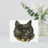 ベルビクトリアン首付き黒猫 ポストカード (スタンド正面)