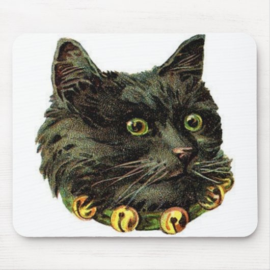 ベルビクトリアン首付き黒猫 マウスパッド (正面)