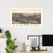 ベルビュー, OHパノラママップ – 1888 ポスター (ホームオフィス)