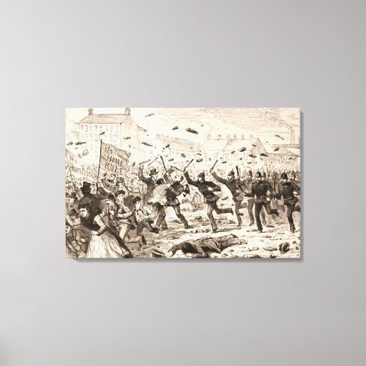 ベルファストでの暴動 キャンバスプリント (正面)