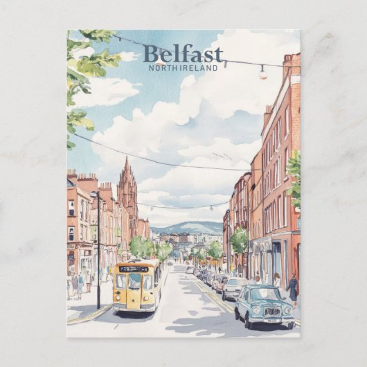 ベルファスト北アイルランドグーアッシュイラストレーション旅行 ポストカード (正面)