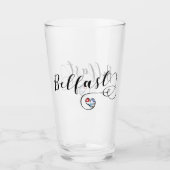 ベルファスト国旗のハート、北アイルランド タンブラーグラス (正面)