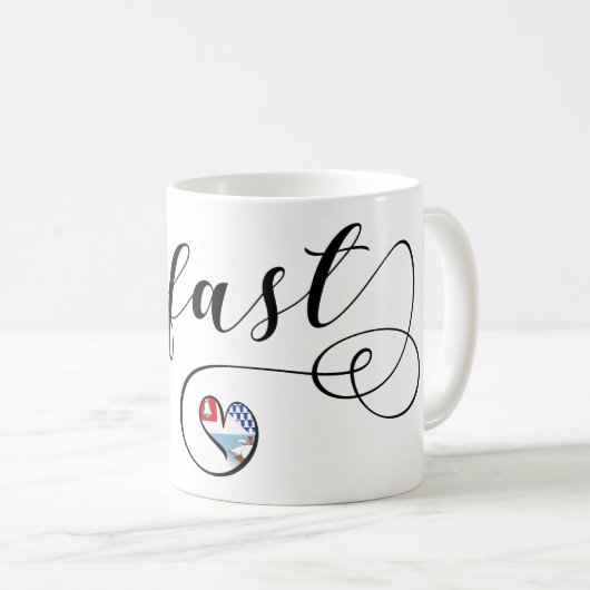 ベルファスト州旗のハート コーヒーマグカップ (正面右)