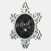 ベルファスト州旗のハート スノーフレークピューターオーナメント (右)