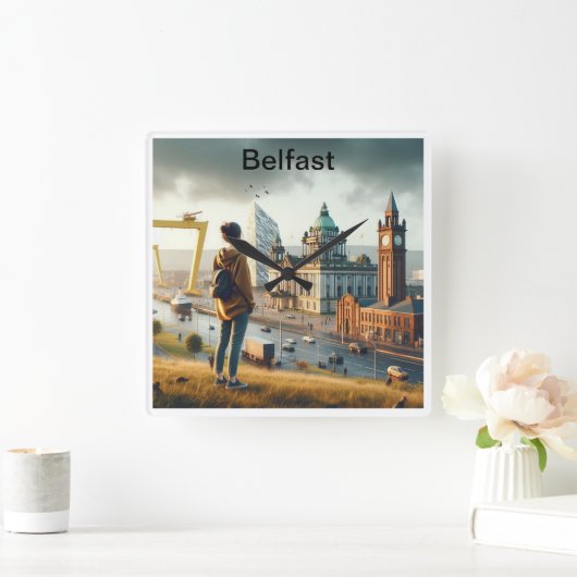 ベルファスト時計を見下ろす スクエア壁時計 (ホーム)