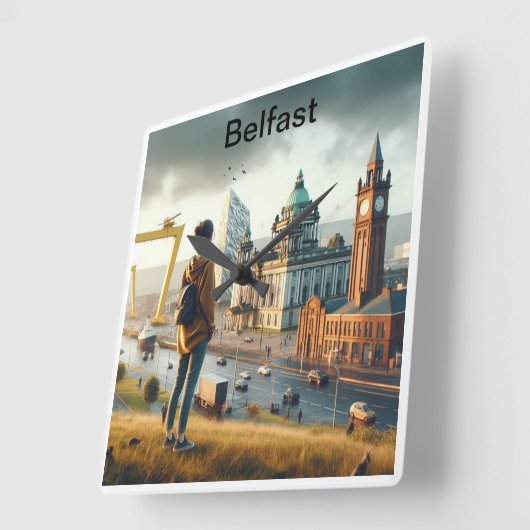 ベルファスト時計を見下ろす スクエア壁時計 (傾斜)