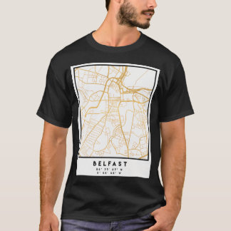 ベルファスト統一されたキングダムシティ通りマップアート Tシャツ
