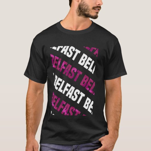 ベルファスト迷彩柄パターンピンクカモフラージュ Tシャツ (正面)