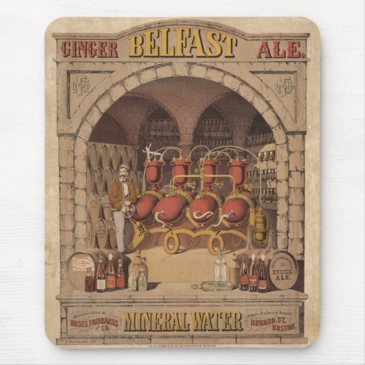 ベルファスト・ジンジャー・エールのヴィンテージ広告。 マウスパッド (正面)