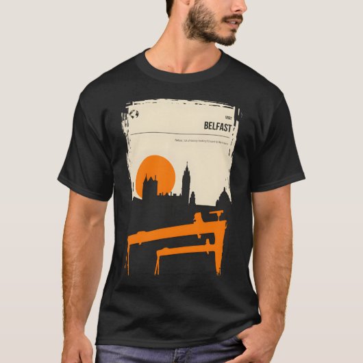 ベルファスト・ノーン・アイルランド・ヴィンテージ旅行ポスター Tシャツ (正面)