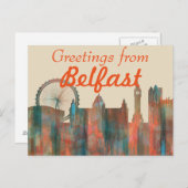 ベルファスト、北アイルランドのスカイライン ポストカード (正面/裏面)
