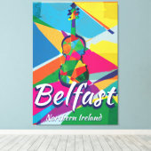 ベルファスト，北アイルランドのヴィンテージ旅行ポスター キャンバスプリント (インサイチュ (ウッドフロア))