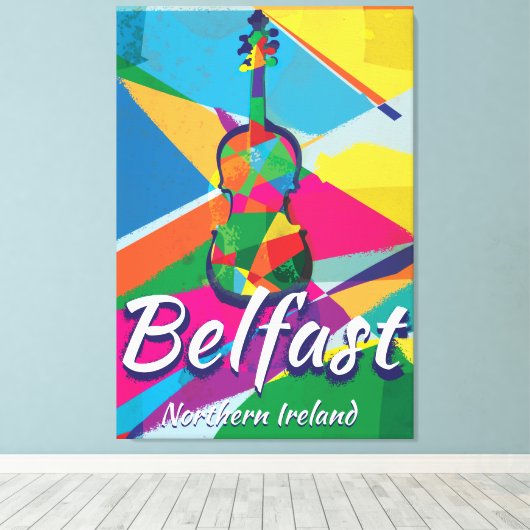ベルファスト,北アイルランドのヴィンテージ旅行ポスター キャンバスプリント (インサイチュ (ウッドフロア))