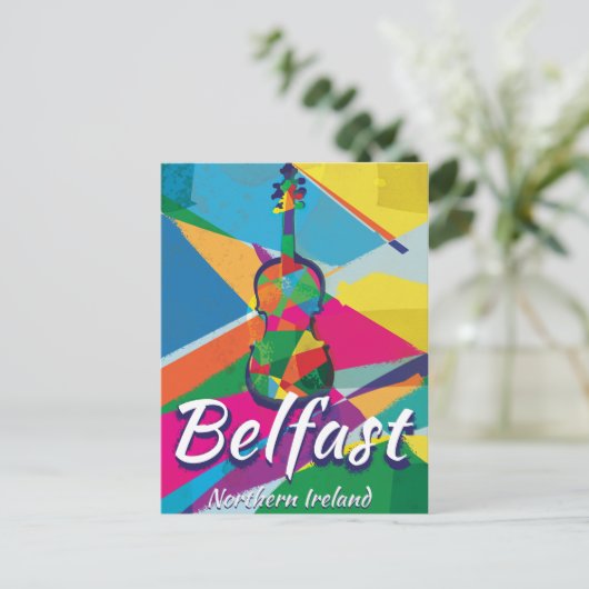 ベルファスト，北アイルランドのヴィンテージ旅行ポスター ポストカード (スタンド正面)