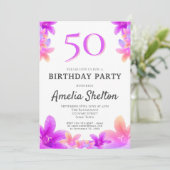 ベルフラワーピンクフローラ50th誕生日パーティー 招待状 (スタンド正面)