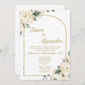 ベルフレームフローラ結婚ブーケスペインの 招待状 (正面/裏面)
