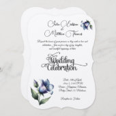 ベルフローとの優雅な愛のエレガントお祝い 招待状 (正面/裏面)